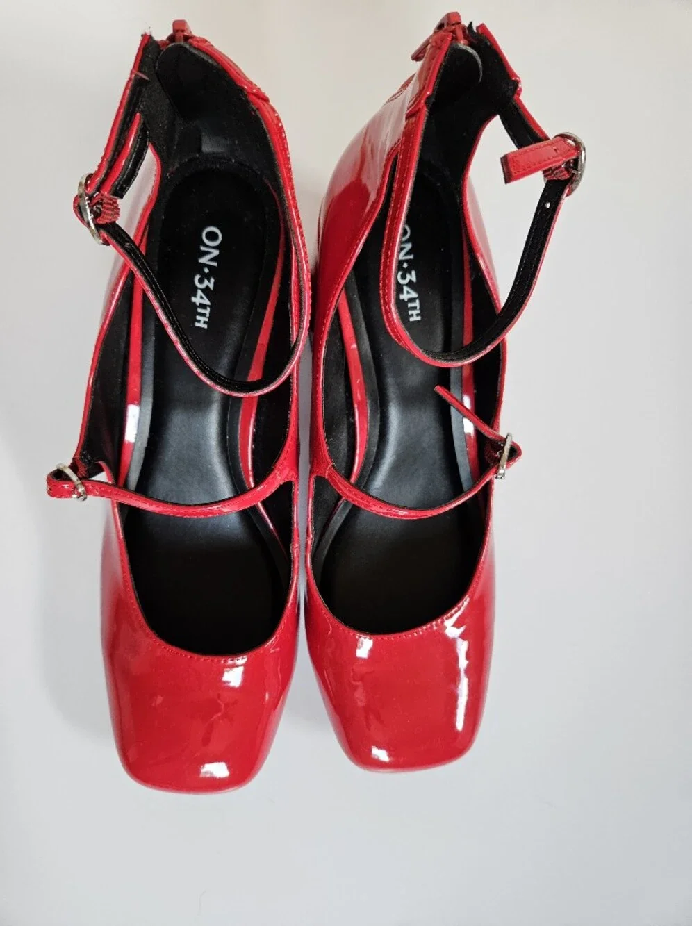 On 34th Women's Tonii Mary Jane Ankle-Strap Red Patent Heels - Picture 1 of 8